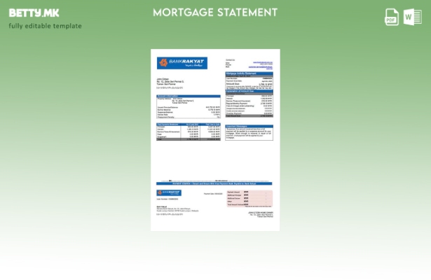 модерен стил Извештај за хипотека на Малезија банка Ракиат Шаблон за Word и PDF